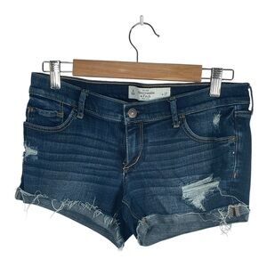 Abercrombie & Fitch Women's Distressed Jean Shorts - Dark‎ Blue